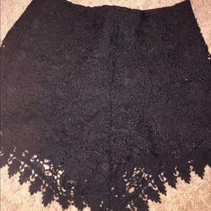High waisted black lace shorts
